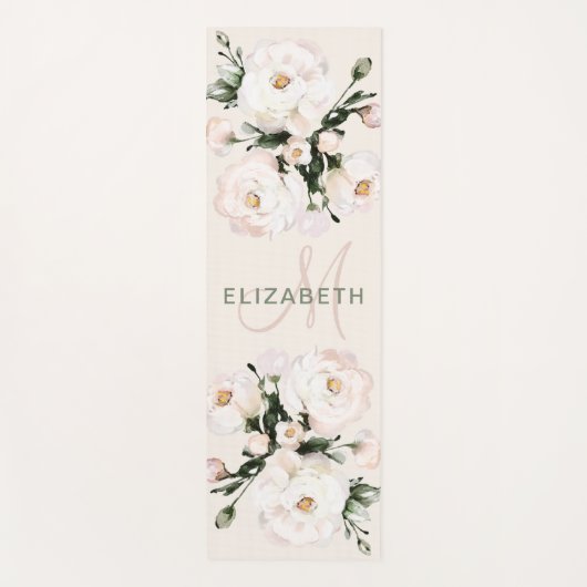 エレガント赤面水彩フローラモノグラム ヨガマット (正面)