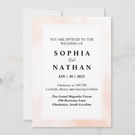 エレガント赤面水彩結婚式招待状 招待状