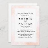 エレガント赤面水彩結婚式招待状 招待状 (正面/裏面)