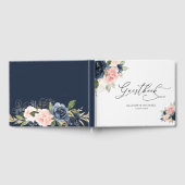 エレガント赤面海軍フローラ結婚のゲストブック ゲストブック (全面)