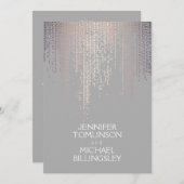 エレガント赤面紙吹雪ドット付きライトグレー 招待状 (正面/裏面)