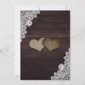 エレガント赤面素朴ウッドレースフローラ結婚ズ 招待状 (裏面)