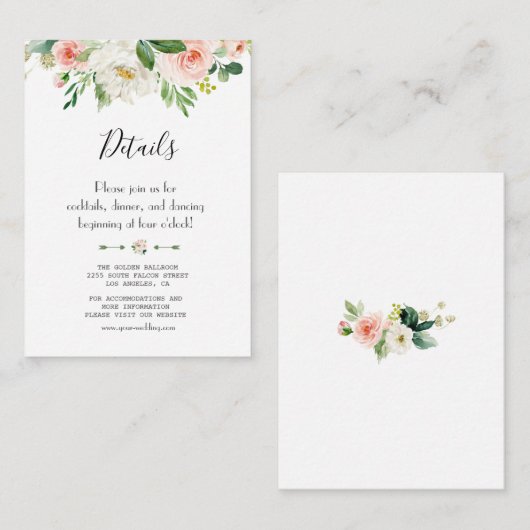 エレガント赤面結婚フローラの手書き詳細 エンクロージャーカード (正面/裏面)