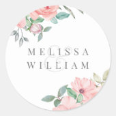 エレガント赤面結婚フローラ封筒用シール ラウンドシール (正面)