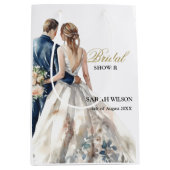 エレガント赤面結婚ブライダルシャワー ミディアムペーパーバッグ (正面)