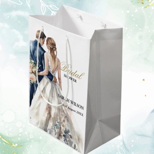 エレガント赤面結婚ブライダルシャワー ミディアムペーパーバッグ