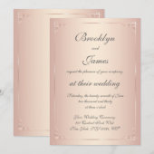 エレガント赤面結婚式招待状 招待状 (正面/裏面)