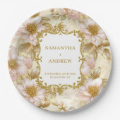 エレガント赤面結婚金ゴールド紙プレート ペーパープレート (正面)
