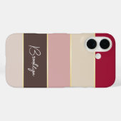 エレガント赤面茶パーソナライズされた色のストライプ Case-Mate iPhoneケース (裏面 (横))
