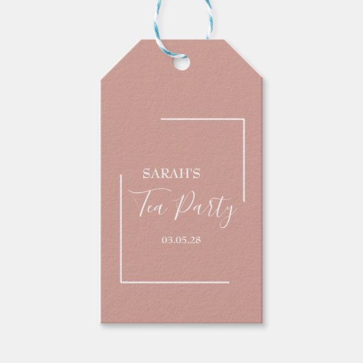 エレガント赤面茶パーティー誕生日 ギフトタグ (正面)