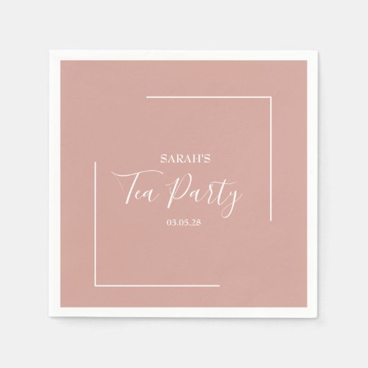 エレガント赤面茶パーティー誕生日 スタンダードカクテルナプキン (正面)