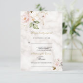 エレガント赤面金ゴールドフラワーズソングリクエス結婚ト 出欠カード (スタンド正面)