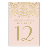 エレガント赤面金ゴールドヴィンテージグラマー結婚ズ テーブルナンバー (正面)