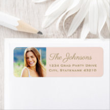 エレガント赤面金ゴールド写真卒業差出人住所