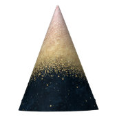 エレガント赤面金ゴールド及び青色シンプル紙吹雪デザイン パーティーハット (正面)