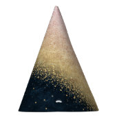 エレガント赤面金ゴールド及び青色シンプル紙吹雪デザイン パーティーハット (右)