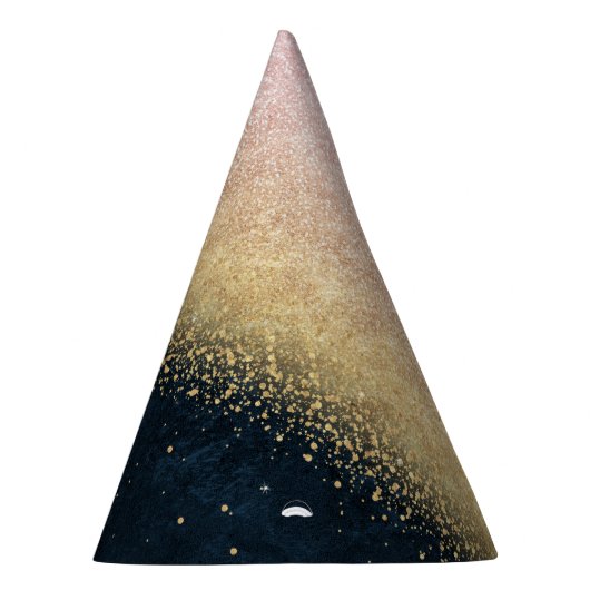 エレガント赤面金ゴールド及び青色シンプル紙吹雪デザイン パーティーハット (右)