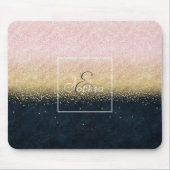 エレガント赤面金ゴールド及び青色シンプル紙吹雪デザイン マウスパッド (正面)