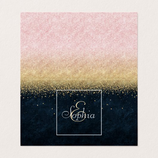 エレガント赤面金ゴールド及び青色シンプル紙吹雪デザイン 名刺 (外部フラット)