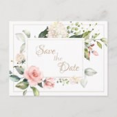 エレガント赤面金ゴールド水色フローラ結婚ズ ポストカード (正面)