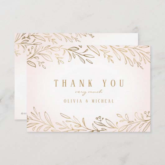 エレガント赤面金ゴールド金箔感謝してい君 サンキューカード (正面/裏面)