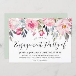 エレガント赤面&グリーンフローラ婚約パーティ 招待状
