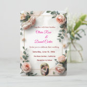 エレガント赤面&グリーンリー結婚式招待状 招待状 (スタンド正面)