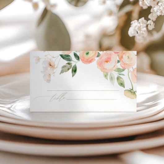 エレガント赤面&セージ緑の花結婚の プレイスカード