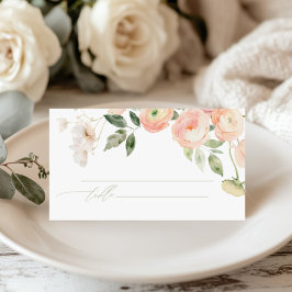 エレガント赤面&セージ緑の花結婚の プレイスカード