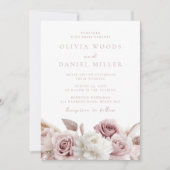 エレガント赤面&ダスティピンクローズ結婚ズ 招待状 (正面)