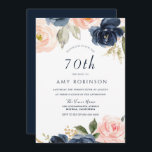 エレガント赤面&ネイビーフローラ70th誕生日パーティー 招待状<br><div class="desc">赤面&ネイビーエレガントフローラ70th Birthday Party Invitationニッチとネストストアの一致するデザインとアイテムを参照</div>