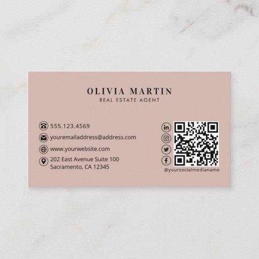 エレガント赤面&ネイビープロフェッショナル実在エテート 名刺 (裏面)