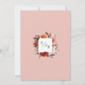 エレガント赤面、ピンク、ブルゴーニュフローラ結婚 招待状 (裏面)