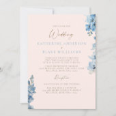 エレガント赤面&ブルーチャーチ結婚式招待状 招待状 (正面)