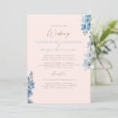 エレガント赤面&ブルーチャーチ結婚式招待状 招待状 (スタンド正面)