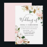 エレガント赤面&ホワイトウォーター色の花結婚の 招待状<br><div class="desc">赤面&エレガントホワイトウォーターの色の花の結婚式招待状ニッチとネストストアのマッチングコレクションを参照</div>