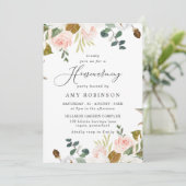 エレガント赤面&ホワイトフローラ引っ越し祝いパーティーパーティー 招待状 (スタンド正面)