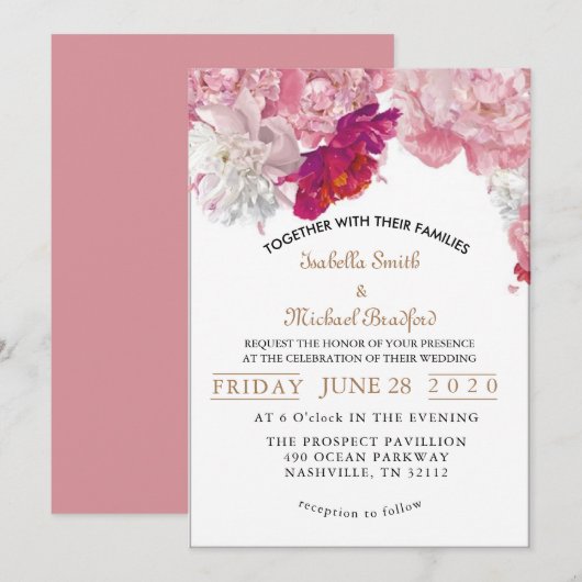 エレガント赤面 招待状 (正面/裏面)