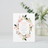 エレガント赤面&金ゴールドフローラベビーシャワー インビテーションポストカード (スタンド正面)