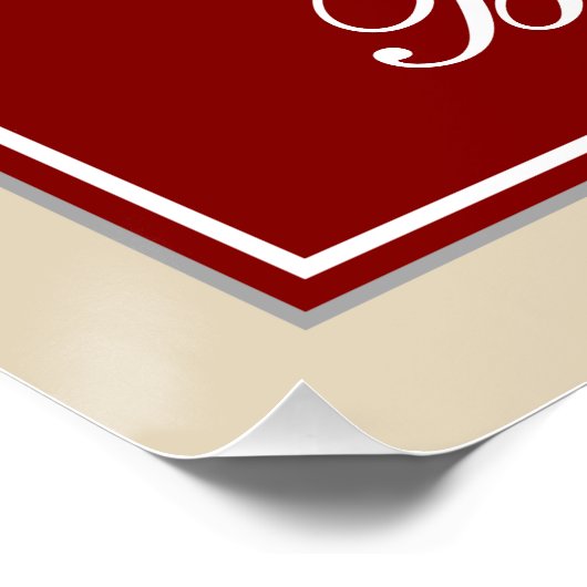 エレガント赤、フェイク金ゴールド第7誕生日+名前をカスタムする ポスター (コーナー)