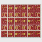 エレガント赤、フェイク金ゴールド88誕生日、名前をカスタムする ラッピングペーパー (フラット)