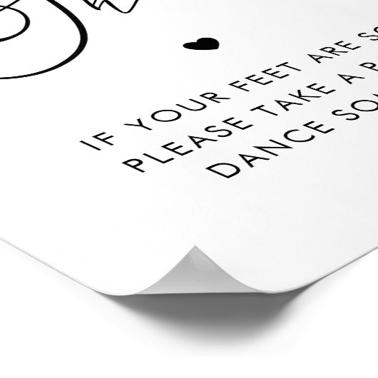 エレガント踊りシューズハート結婚式の引き出物標識 ポスター (角)