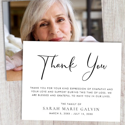 エレガント追悼写真サンキューカード