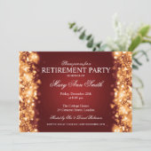 エレガント退職パーティー金ゴールドきらめく灯 招待状 (スタンド正面)