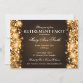 エレガント退職パーティー金ゴールドきらめく灯 招待状 (正面)