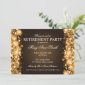 エレガント退職パーティー金ゴールドきらめく灯 招待状 (スタンド正面)