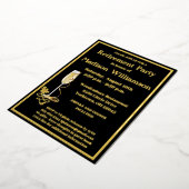 エレガント退職パーティー黒実在金ゴールド 箔招待状 (回転した状態)