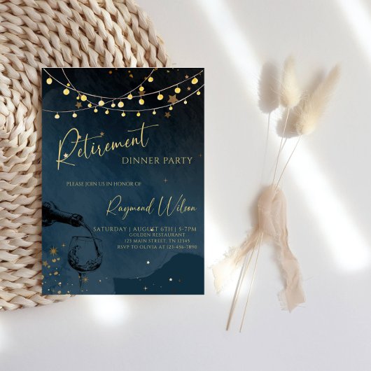 エレガント退職夕食パーティー 招待状