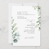 エレガント連鎖ユーカリ結婚丸 招待状 (正面)