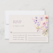 エレガント野の花ラベンダーバ結婚イオレット 出欠カード (正面)